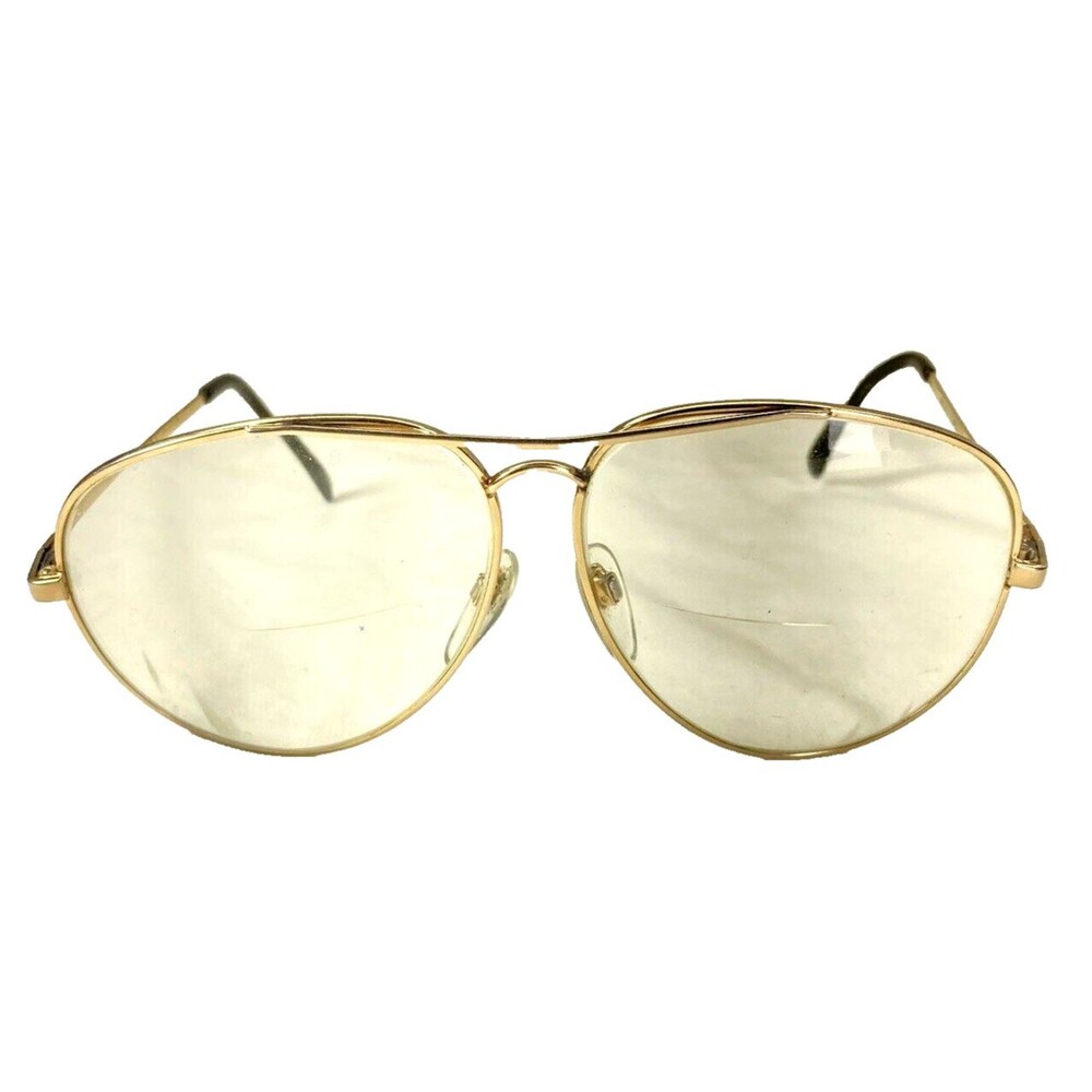 Luxottica Vintage Aviator Frames Gold Metal Oversize Retro Pilot Eyeglasses 80s